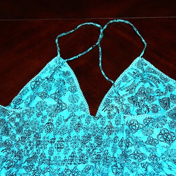 LEI Blue Floral Halter Dress - Size XL - Boho, Y2K, Summer Festival Style - Picture 4 of 5